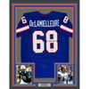 Framed Facsimile Autographed Joe DeLamielleure 35x39 Buffalo Blue Reprint Laser Auto Football Jersey