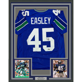 Framed Facsimile Autographed Kenny Easley 35x39 Seattle Blue Reprint Laser Auto Football Jersey