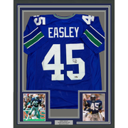 Framed Facsimile Autographed Kenny Easley 35x39 Seattle Blue Reprint Laser Auto Football Jersey