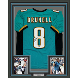 Framed Facsimile Autographed Mark Brunell 35x39 Jacksonville Teal Reprint Laser Auto Football Jersey
