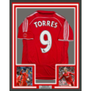 Framed Autographed/Signed Fernando Torres 35x39 Liverpool Red Soccer Jersey Beckett BAS COA