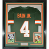 Framed Autographed/Signed Rueben Bain Jr. 35x39 Miami Green College Football Jersey Beckett BAS COA