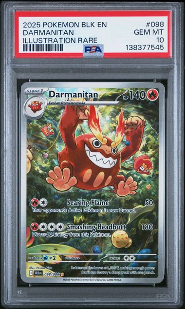 Darmanitan - Illustration Rare - 098/086 - Black Bolt - 2025 Pokemon - PSA 10