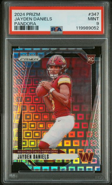 Jayden Daniels 2024 Panini Prizm Pandora Prizm Rookie Card #'D 020/400 PSA 9