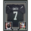 Framed Autographed/Signed Geno Smith 35x39 Oakland Black Football Jersey Beckett BAS COA