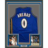 Framed Autographed/Signed Gilbert Arenas 35x39 Washington Blue Basketball Jersey Beckett BAS COA