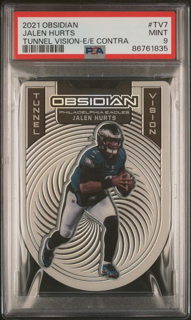 2021 Panini Obsidian - Jalen Hurts Tv-7 - Tunnel Vision Contra - PSA 9
