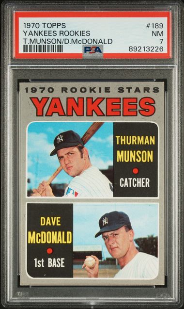 Yankees Rookies Thurman Munson Dave Mcdonald 1970 Topps #189 PSA 7