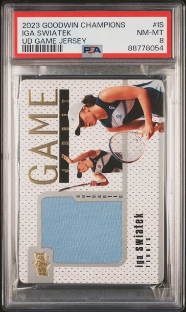 Iga Swiatek 2023 Goodwin Champions Ud Game Jersey PSA 8