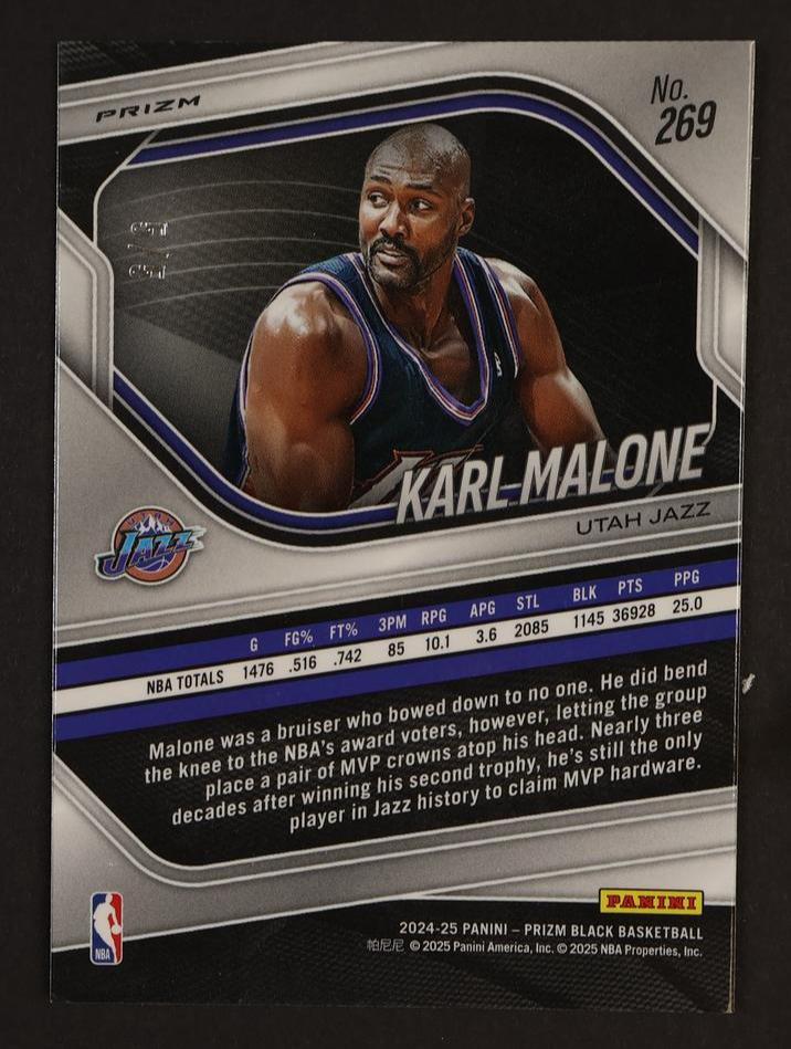 2024 Panini Prizm Black Karl Malone #269 /3