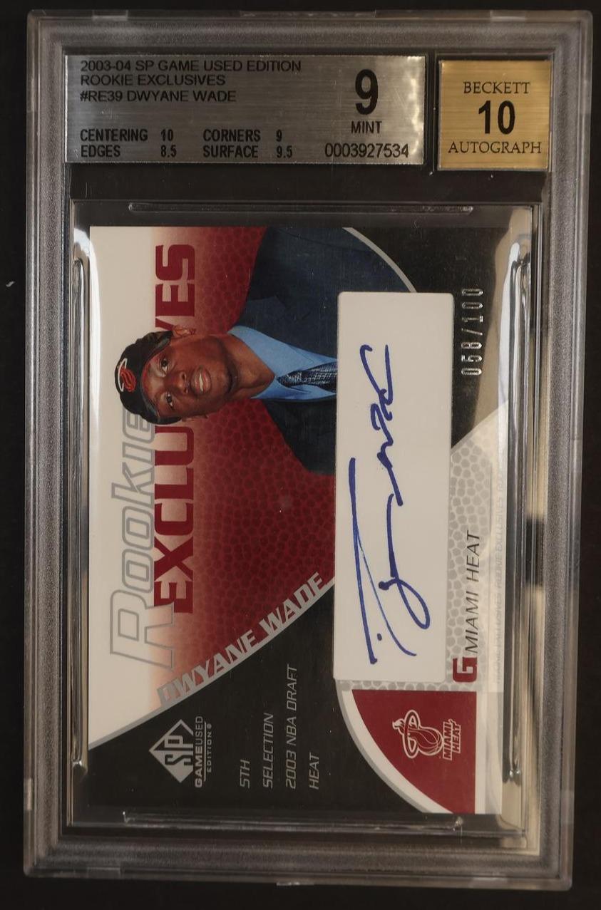 2003 Sp Game Used Rookie Exclusive Autographs Dwyane Wade #Re39 /100 BGS 9