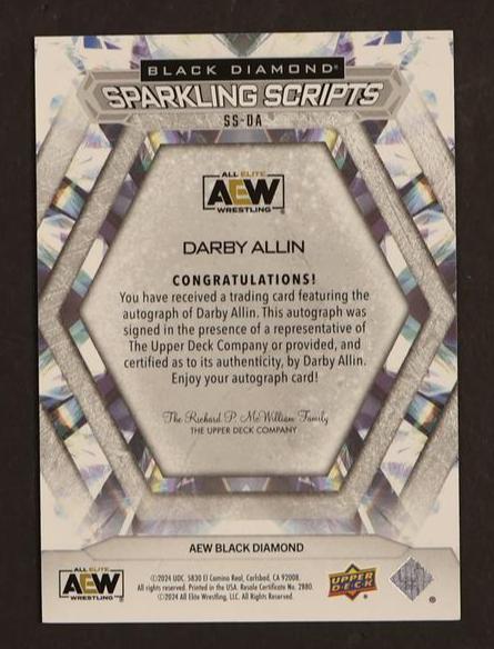 2024 Upper Deck Aew Black Diamond Sparkling Scripts Darby Allin #Ss-Da Auto