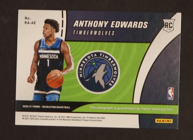 2020-21 Panini Revolution Rookie Autographs Anthony Edwards #Ra-Ae Rc Auto