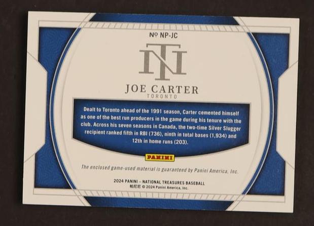2020 Panini National Treasures Np-Np-Jc Joe Carter Bat Nameplates Toronto