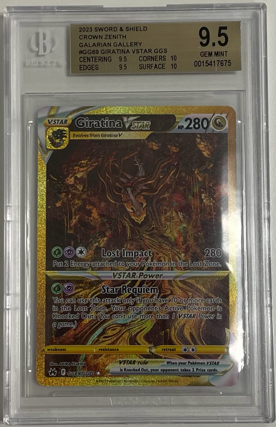 Giratina Vstar Gg69/Gg70 - Crown Zenith - 2023 Pokemon- BGS 9.5