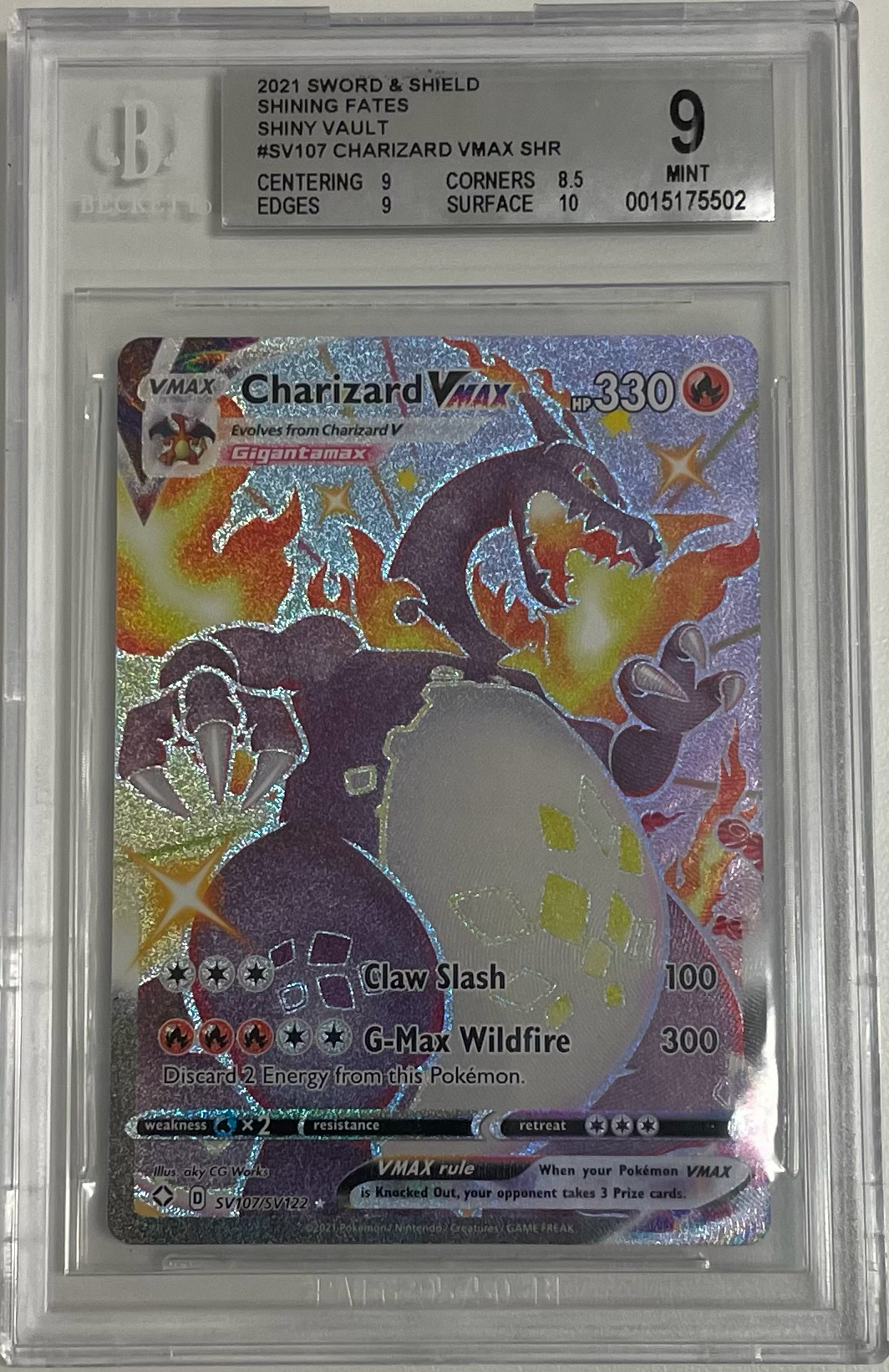 Charizard Vmax Sv107/Sv122 - Shining Fates - 2021 Pokemon - BGS 9