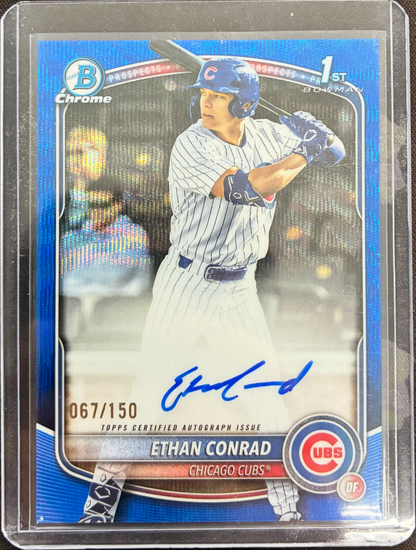 2025 Topps Bowman Baseball - Ethan Conrad - Chrome Prospect Autographs Blue /150