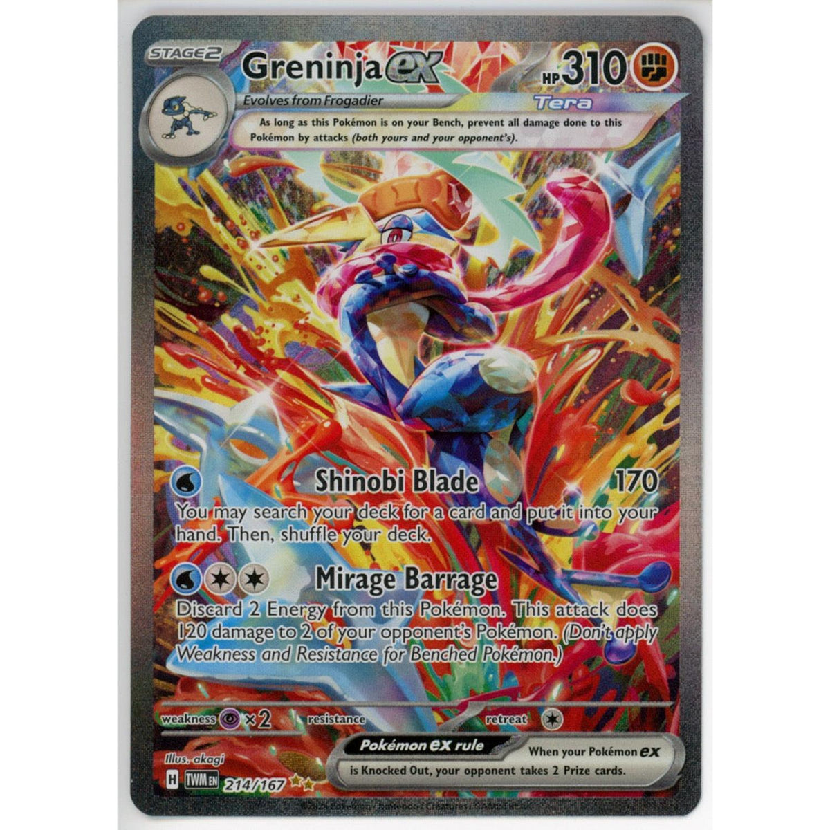 Pokemon Single: Greninja Ex - 214/167 - Sv06: Twilight Masquerade- Nm
