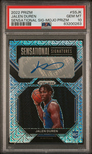 Graded 2022 Panini Prizm Jalen Duren #SSJK Sensational Signatures Mojo Prizm Auto Rookie RC Basketball Card PSA 10 Gem Mint
