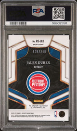 Graded 2022 Panini Select Jalen Duren #RSJLD /249 Rookie Signatures Prizm Auto Rookie RC Basketball Card PSA 10 Gem Mint