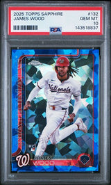 Graded 2025 Topps Chrome Sapphire James Wood #132 Rookie RC Baseball Card PSA 10 Gem Mint