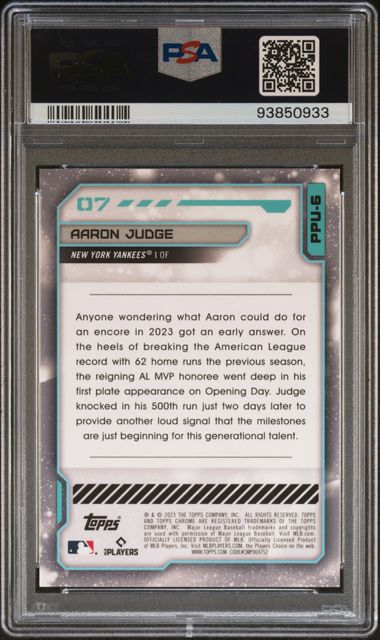 Aaron Judge 2023 Topps Cosmic Chrome Planetary Pursuit Uranus PSA 9