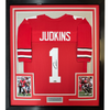Framed Facsimile Autographed Quinshon Judkins 35x39 Ohio State Red Reprint Laser Auto College Football Jersey