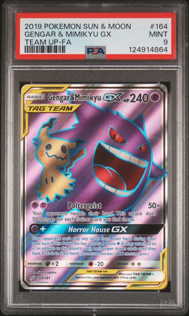 Gengar & Mimikyu Gx Tag Team 2019 Pokémon Team Up #164/181 PSA 9
