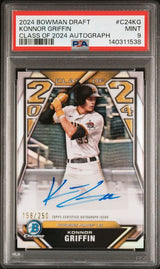 Graded 2024 Topps Bowman Draft Konnor Griffin #C24KG /250 Class of 2024 Autograph Rookie RC Baseball Card PSA 9 Mint