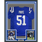 Framed Autographed/Signed Kwity Paye 35x39 Indianapolis Blue Football Jersey Beckett BAS COA