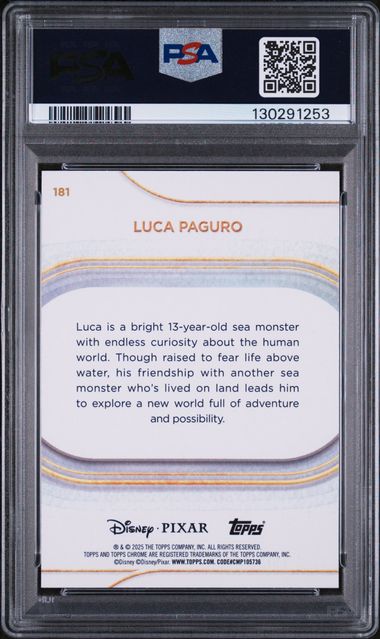 Luca Paguro 2025 Topps Chrome Disney Blue Refractor #'D 034/150 PSA 10