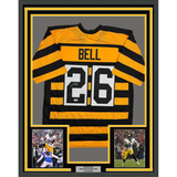 Framed Autographed/Signed Le'Veon LeVeon Bell 35x39 Pittsburgh Bumble Bee Jersey JSA COA