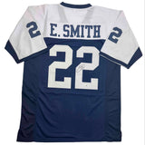 Autographed/Signed Emmitt Smith Dallas Thanksgiving Football Jersey Beckett BAS COA