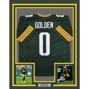 Framed Autographed/Signed Matthew Golden 35x39 Green Bay Green Football Jersey Beckett BAS COA