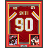 Framed Autographed/Signed Neil Smith 35x39 Kansas City Red Football Jersey JSA COA