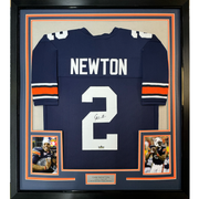 Framed Facsimile Autographed Cam Newton 35x39 Auburn Blue Reprint Laser Auto College Football Jersey