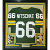 Framed Facsimile Autographed Ray Nitschke 35x39 Green Bay Green Reprint Laser Auto Football Jersey