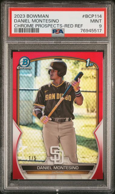Daniel Montesino 2023 Bowman Chrome Prospect Red Refractor #'D 1/5 PSA 9