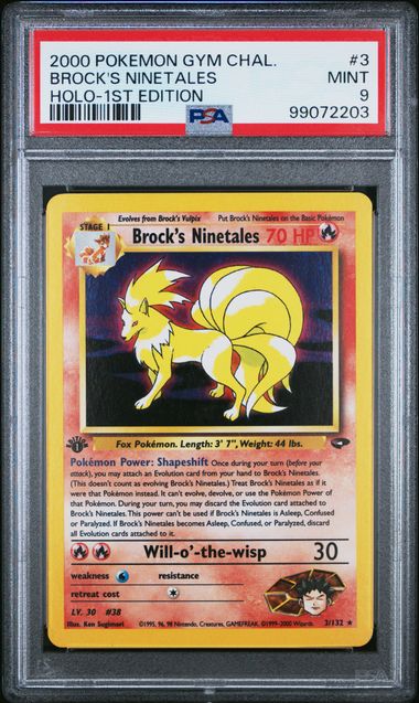 Brock's Ninetales 2000 Pokemon Gym Challenge 1St Edition Holo #3/132 PSA 9