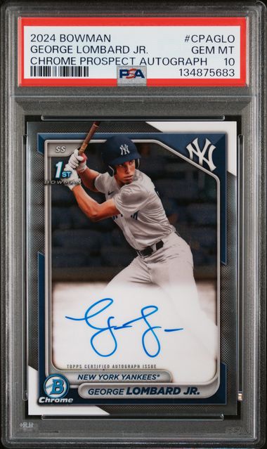 George Lombard Jr. 2024 Bowman 1St Chrome Prospect Auto PSA 10