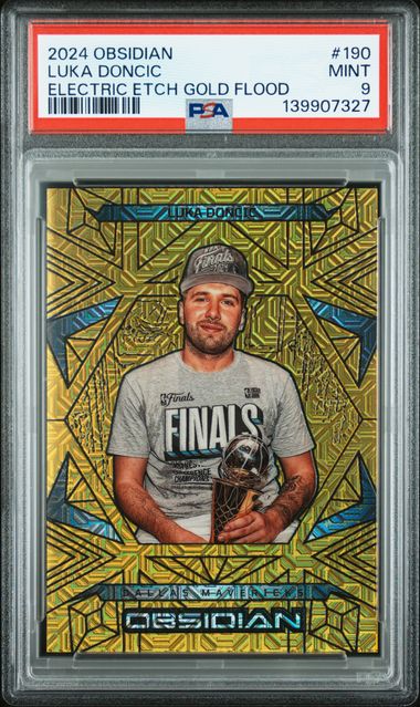 Luka Doncic 2024 Panini Obsidian Electric Etch Gold Flood #'D 01/10 PSA 9