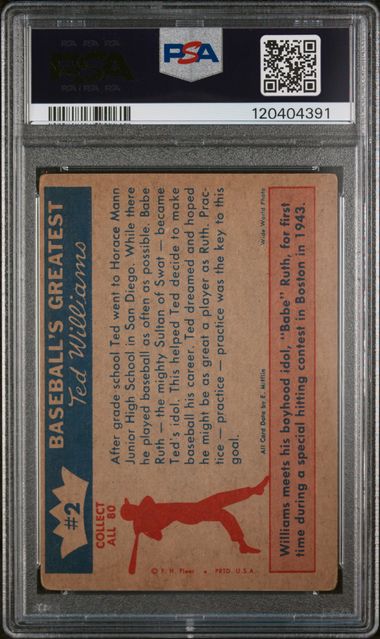 1959 Fleer Ted Williams #2 Ted's Idol-Babe Ruth PSA 4