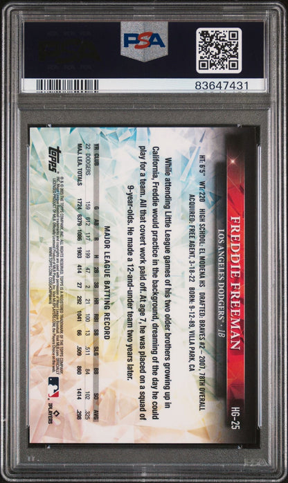 Freddie Freeman 2023 Topps Chrome Hidden Gems Ssp PSA 10