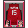Framed Autographed/Signed Reed Sheppard 35x39 Houston Red Basketball Jersey Beckett BAS COA