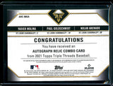 2021 Topps Triple Threads Yadier Molina/Paul Goldschmidt/Nolan Arenado Triple Patch Auto /18 Cardinals