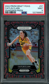 2024 Panini Prizm Draft Picks Caitlin Clark Rookie Snakeskin PSA 9 Hawkeyes