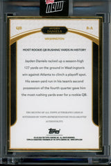 2024 Topps Now Rookie Campaign Jayden Daniels Rushing Yards Auto Orange /25 Commanders