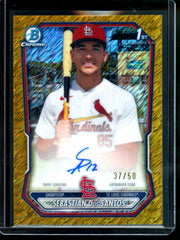 2026 Bowman Chrome Sebastian Dos Santos 1st Gold Shimmer Autograph /50 Cardinals