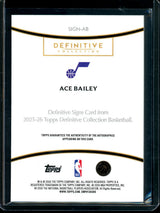2025/26 Topps Definitive Ace Bailey Rookie Orange Definitive Signs Autograph /25 Jazz