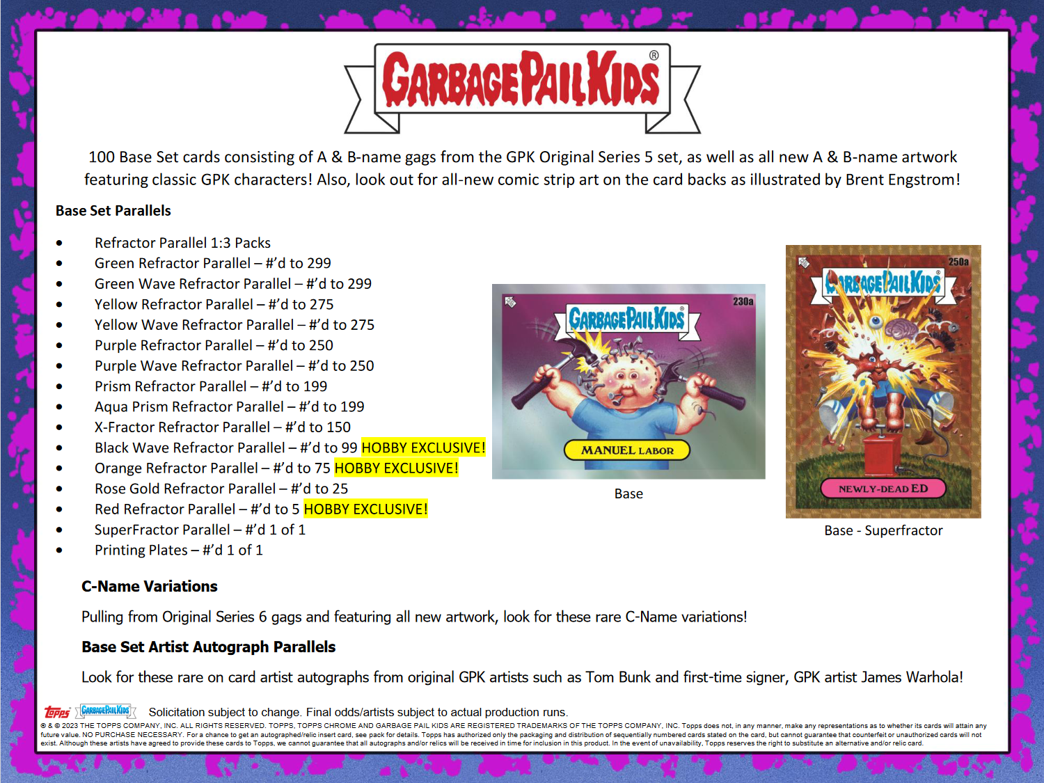 2023 Topps Garbage Pail Kids Chrome Hobby 12 Box Case
